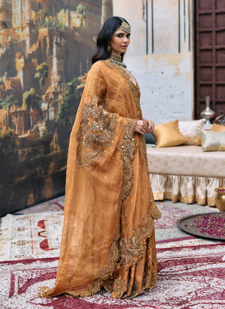 Orange and rust samidha anarkali set