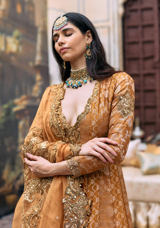 Orange and rust samidha anarkali set