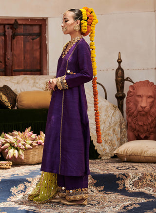 Arghwani Purple Kurta Set by Itrh available on Indiaspopup.com