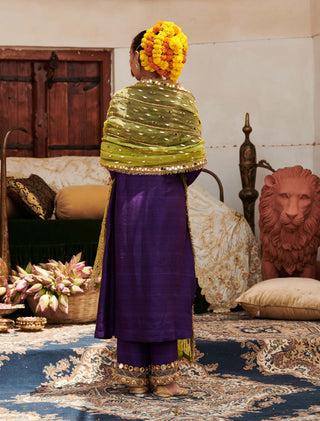Arghwani Purple Kurta Set by Itrh available on Indiaspopup.com
