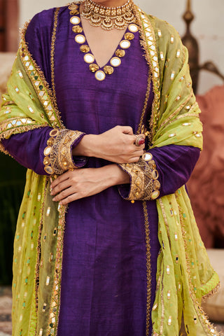 Arghwani Purple Kurta Set by Itrh available on Indiaspopup.com
