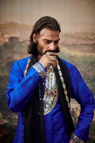 Sufi Blue Kurta Set by Itrh Men available on Indiaspopup.com