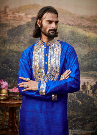 Sufi Blue Kurta Set by Itrh Men available on Indiaspopup.com