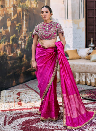 Pink manimaya sari and blouse
