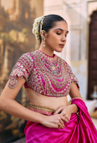 Pink manimaya sari and blouse