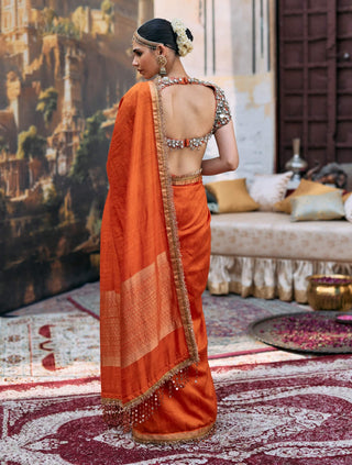 Orange vajramani sari and blouse