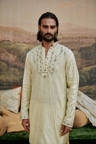 Seher Gold Kurta Set by Itrh Men available on Indiaspopup.com
