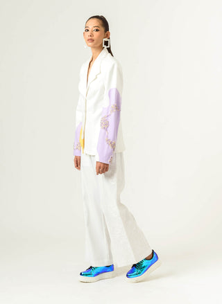 Siddhant Aggarwal-White Patched Wide Leg Trouser-INDIASPOPUP.COM