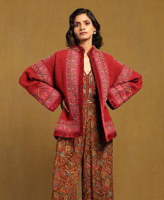 Pink Peru Solid Jacket by Ritu Kumar available on Indiaspopup