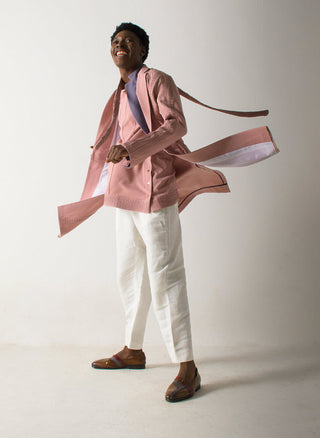Jatin Malik-Blush Pink Overcoat And Trouser Set-INDIASPOPUP.COM