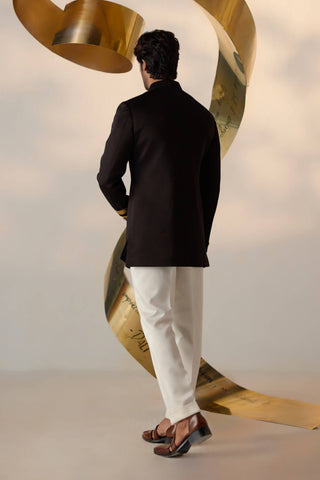 Jatin Malik-Black Long Bandhgala And Trousers-INDIASPOPUP.COM