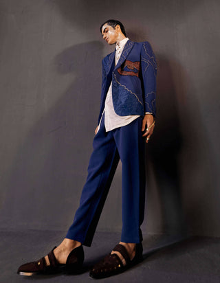 Jatin Malik-Dreamy Teal Blazer And Trouser Set-INDIASPOPUP.COM