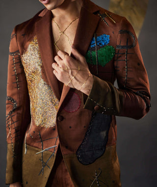 Jatin Malik-Olive Brown Blazer And Trousers-INDIASPOPUP.COM