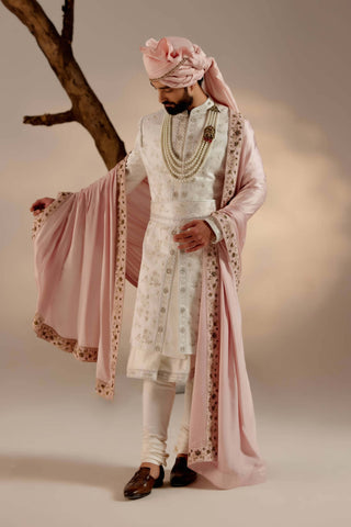 Jatin Malik-Gardenia Pink Sherwani Set-INDIASPOPUP.COM