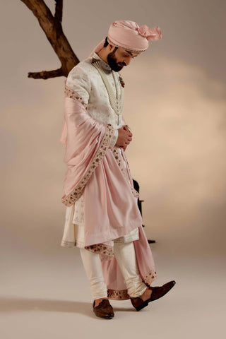 Jatin Malik-Gardenia Pink Sherwani Set-INDIASPOPUP.COM