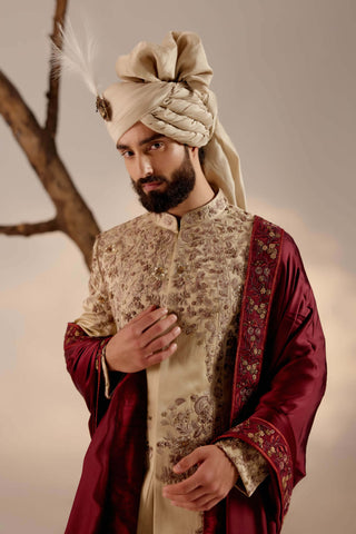 Jatin Malik-Sand Ridge Linen Silk Sherwani Set-INDIASPOPUP.COM