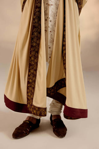 Jatin Malik-Jamawar White Linen Silk Sherwani Set-INDIASPOPUP.COM