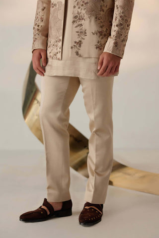 Jatin Malik-Sand Grey Short Jacket Kurta Set-INDIASPOPUP.COM