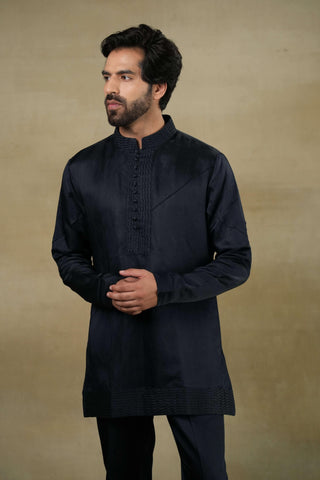 Jatin Malik-Midnight Omber Short Jacket And Kurta Set-INDIASPOPUP.COM