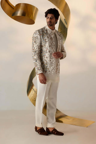 Jatin Malik-Eleven Ivory Short Jacket And Kurta Set-INDIASPOPUP.COM