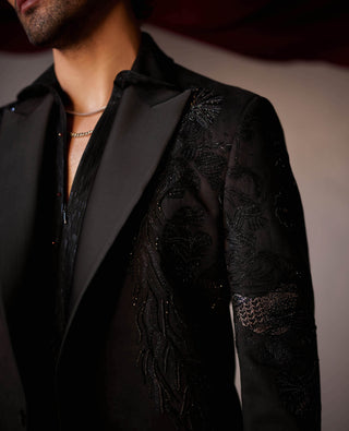 Jatin Malik-Pitch Black Tuxedo Set-INDIASPOPUP.COM