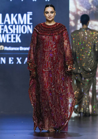 Itrh-Kemet Maroon Kaftan-INDIASPOPUP.COM
