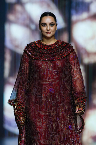 Itrh-Kemet Maroon Kaftan-INDIASPOPUP.COM