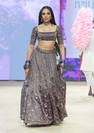 Baigani Metallic Lehenga Set by Punit Balana available on Indiaspopup.com