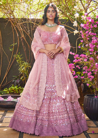 Jade By Monica & Karishma-Blush Pink Lehenga Set-INDIASPOPUP.COM