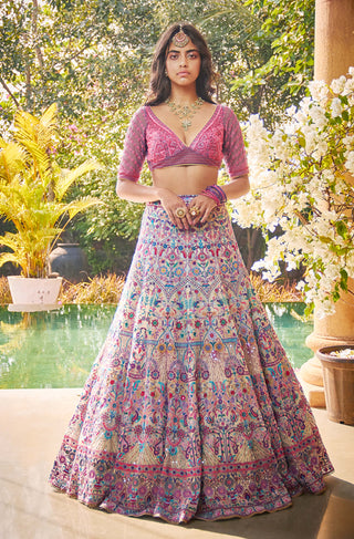 Jade By Monica & Karishma-Pink Embroidered Lehenga And Blouse-INDIASPOPUP.COM