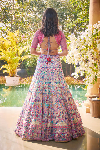 Jade By Monica & Karishma-Pink Embroidered Lehenga And Blouse-INDIASPOPUP.COM