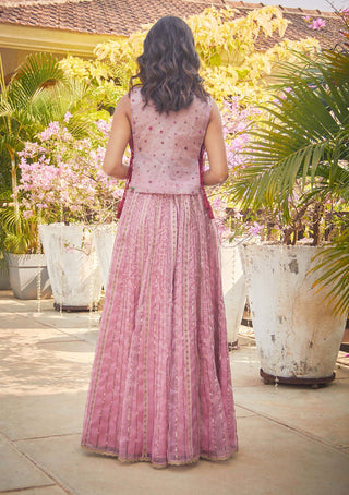 Jade By Monica & Karishma-Rose Pink Lehenga Set-INDIASPOPUP.COM