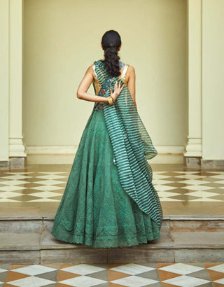 Jade By Monica & Karishma-Moss Green Embroidered Lehenga Set-INDIASPOPUP.COM