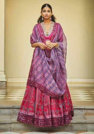 Jade By Monica & Karishma-Marsala Garnet Lehenga Set-INDIASPOPUP.COM