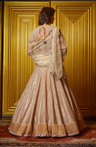 Jade By Monica & Karishma-Metallic Gold Lehenga Set-INDIASPOPUP.COM