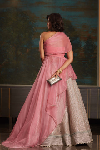 Jade By Monica & Karishma-Arian Metallic Pink Lehenga Set-INDIASPOPUP.COM