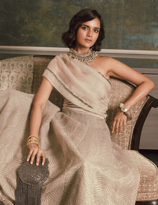 Jade By Monica & Karishma-Gina Ivory Gold Gown-INDIASPOPUP.COM