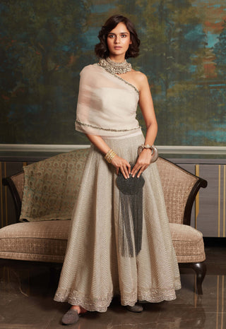 Jade By Monica & Karishma-Gina Ivory Gold Gown-INDIASPOPUP.COM