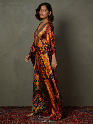 Ri.Ritu Kumar-Black Petunia Kaftan-INDIASPOPUP.COM