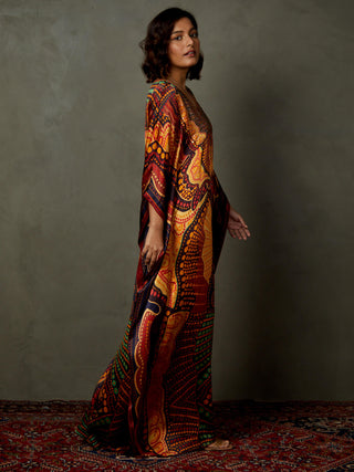 Ri.Ritu Kumar-Black Petunia Kaftan-INDIASPOPUP.COM