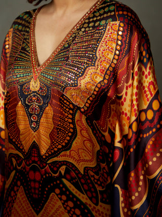 Ri.Ritu Kumar-Black Petunia Kaftan-INDIASPOPUP.COM