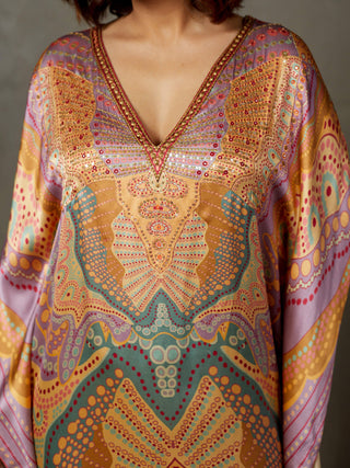 Ri.Ritu Kumar-Mauve Embroidered Petunia Kaftan-INDIASPOPUP.COM