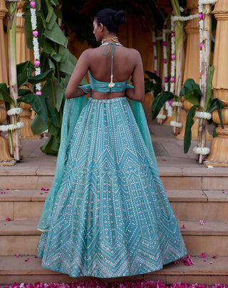 Chamee And Palak-Kamini Green Lehenga Set-INDIASPOPUP.COM