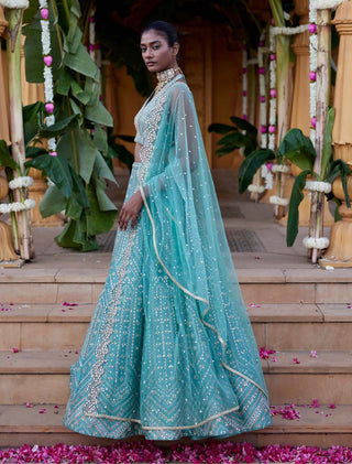 Chamee And Palak-Kamini Green Lehenga Set-INDIASPOPUP.COM