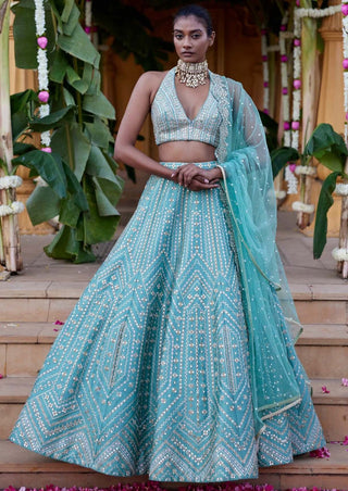 Chamee And Palak-Kamini Green Lehenga Set-INDIASPOPUP.COM
