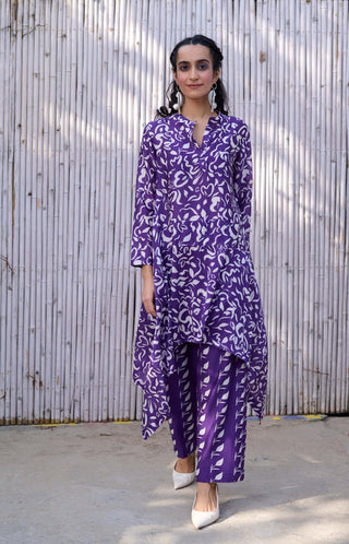 Kanelle-Purple Saachi Printed Tunic And Pant-INDIASPOPUP.COM