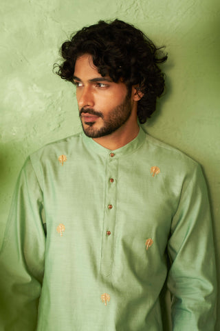 Green palm tree kurta and pyjamas