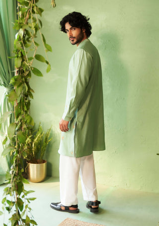 Green palm tree kurta and pyjamas
