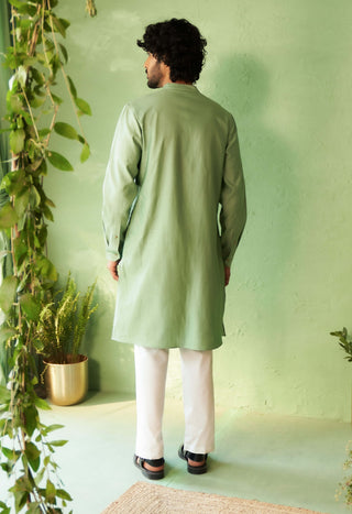 Green palm tree kurta and pyjamas