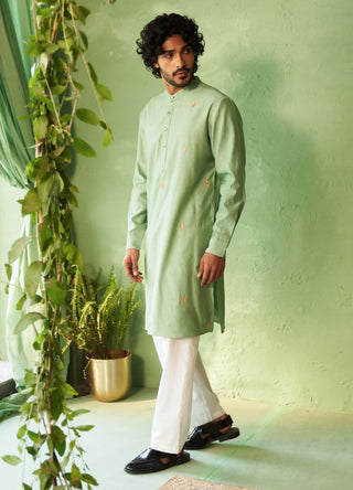 Green palm tree kurta and pyjamas
